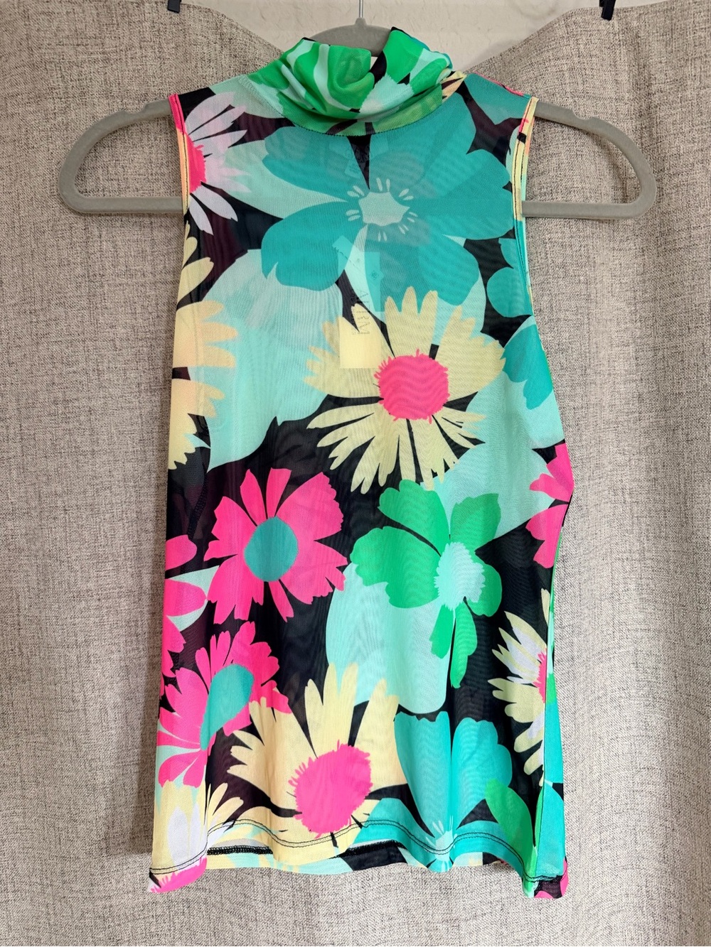 AFRM Women’s Floral Mock Neck One-Piece - Black, Pink, Teal, Yellow, Green